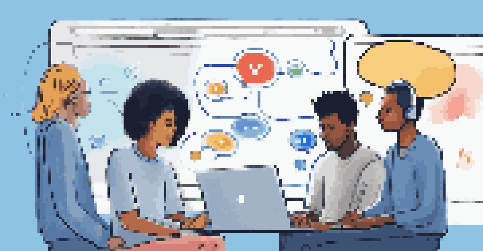 A digital community feedback forum where players share their ideas and suggestions, represented by thought bubbles in a modern setting.