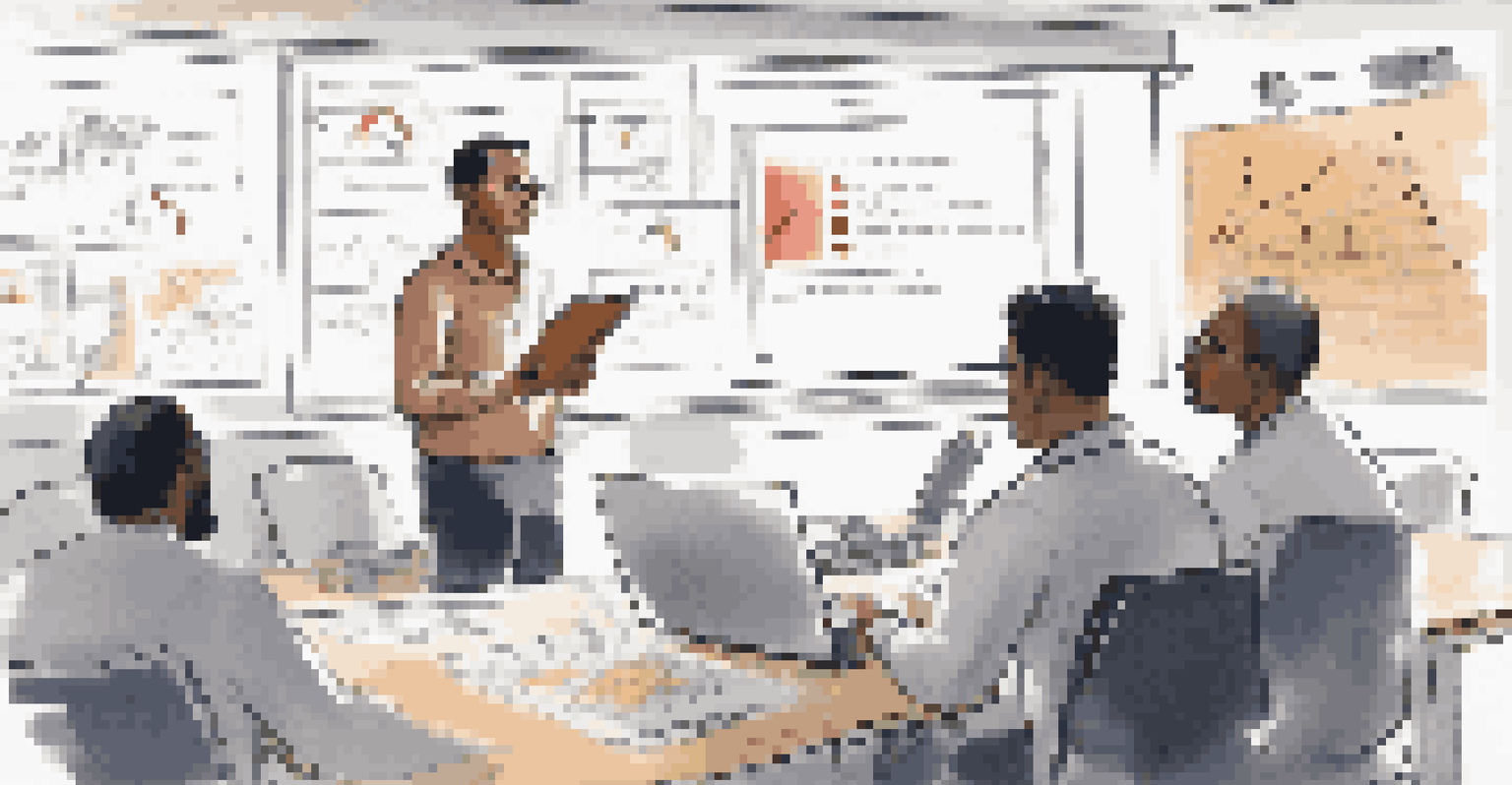 An employee participating in a training session about digital rights management with a notebook and a trainer at a whiteboard.
