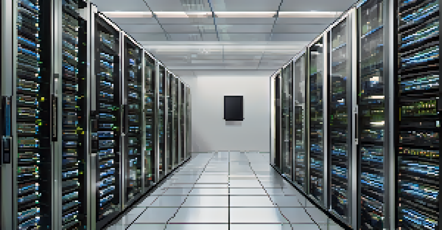 A split-screen showing a cluttered server room versus an organized virtualized environment with a single server.