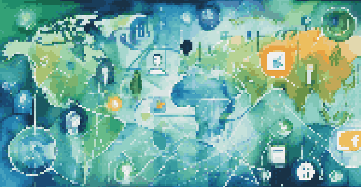 Artistic representation of social media icons surrounded by graphs and charts, symbolizing audience demographics and engagement.