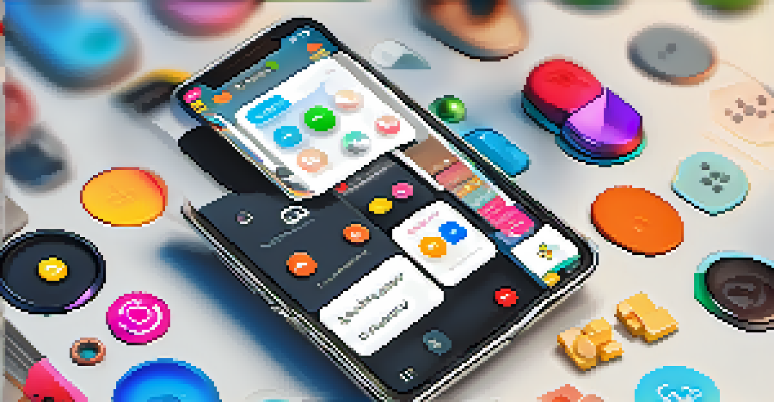A smartphone displaying a friendly chatbot interface with colorful buttons and a clean layout.
