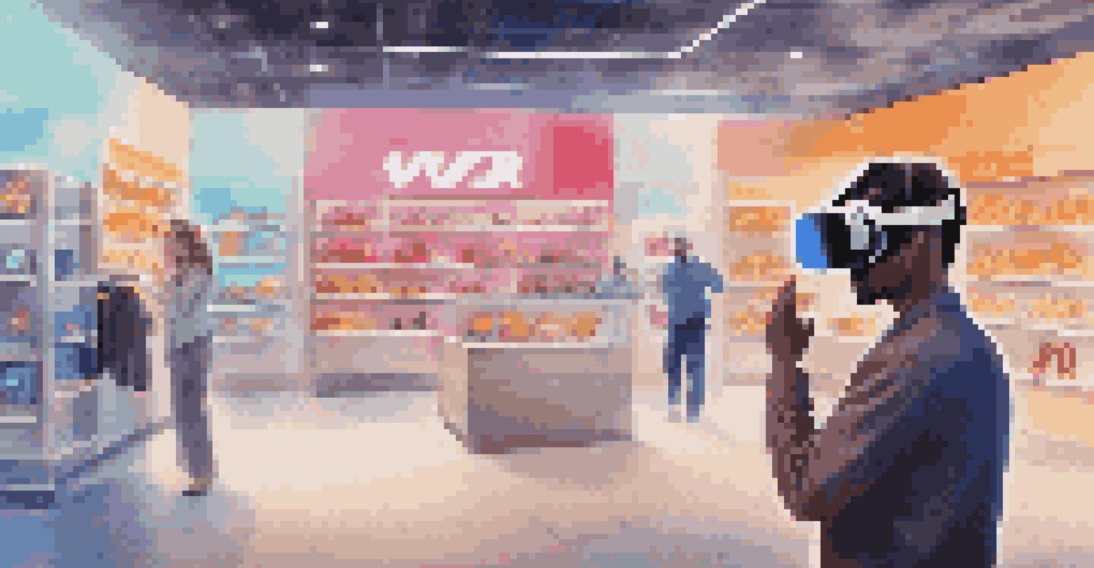 An employee using a virtual reality headset in a simulated customer service environment.