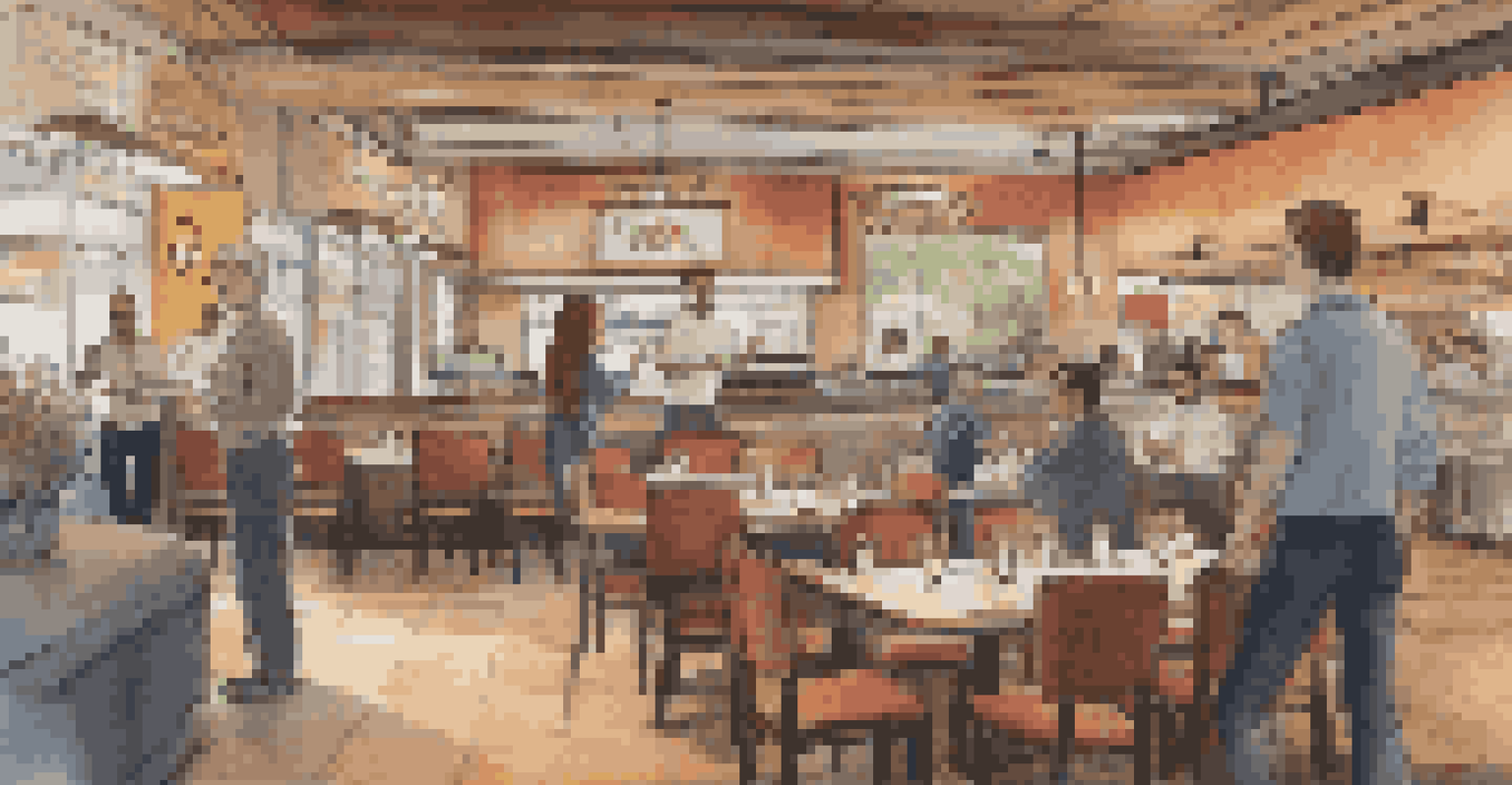 A hotel server using virtual reality to practice customer service in a busy restaurant environment.