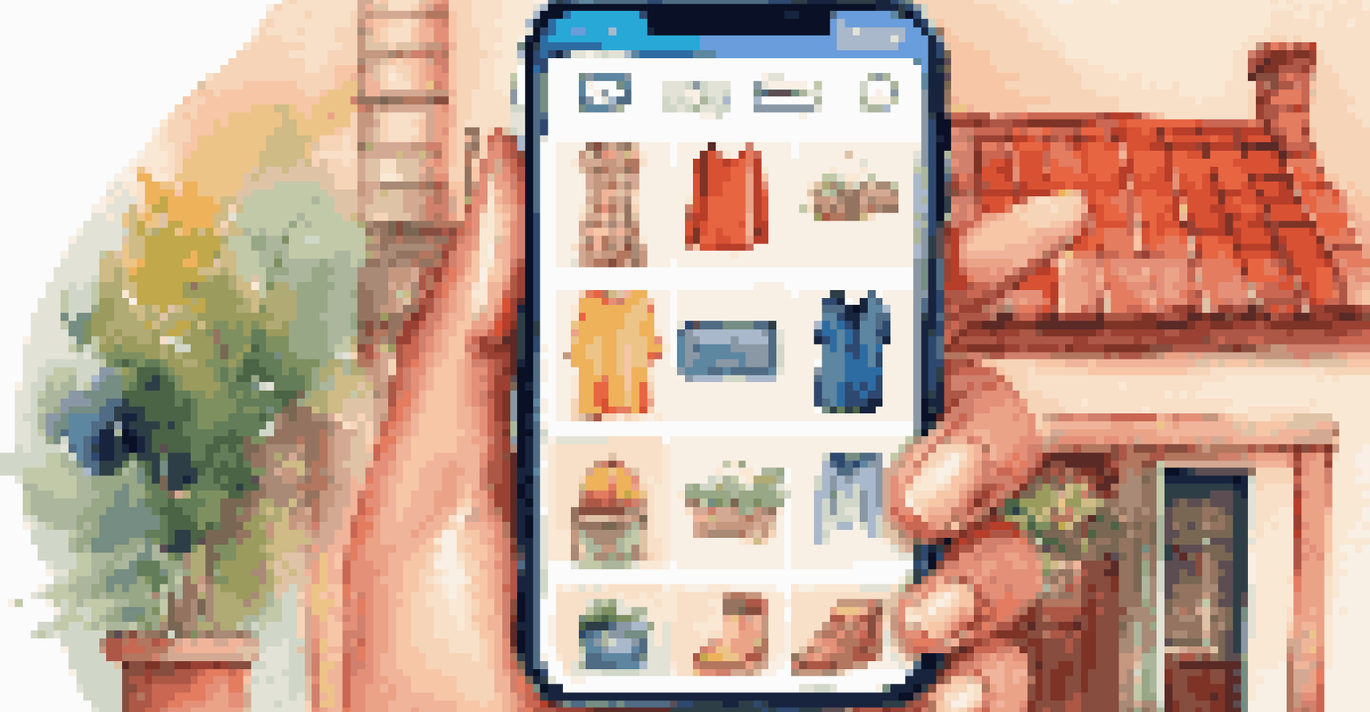 A smartphone showcasing an e-commerce app in a cozy home environment.