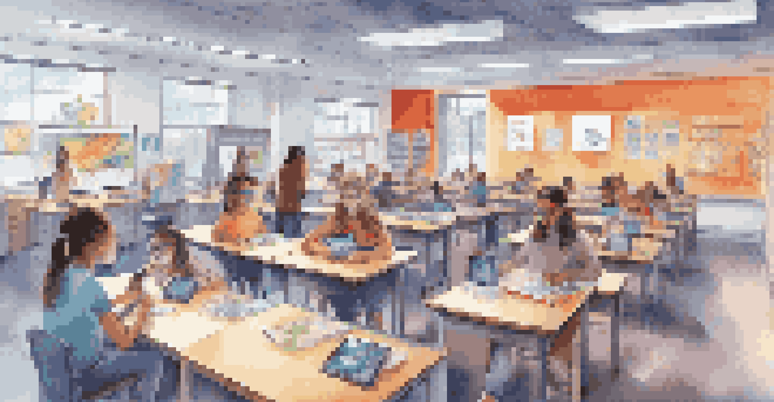 A classroom where students are using augmented reality tools to enhance their learning experience with digital content.