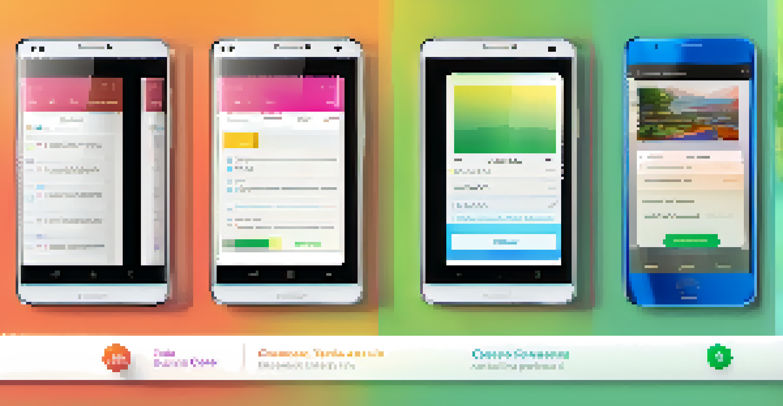 A split-screen view of a mobile app interface on Android and iOS devices, highlighting design differences.