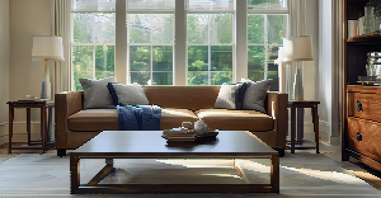 A customer visualizing furniture in their living room using augmented reality on a smartphone.