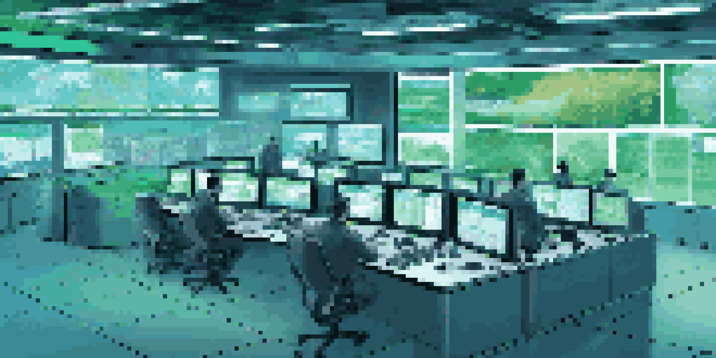 A high-tech control room for fleet management with screens showing real-time telematics data and fleet managers monitoring vehicle performance.