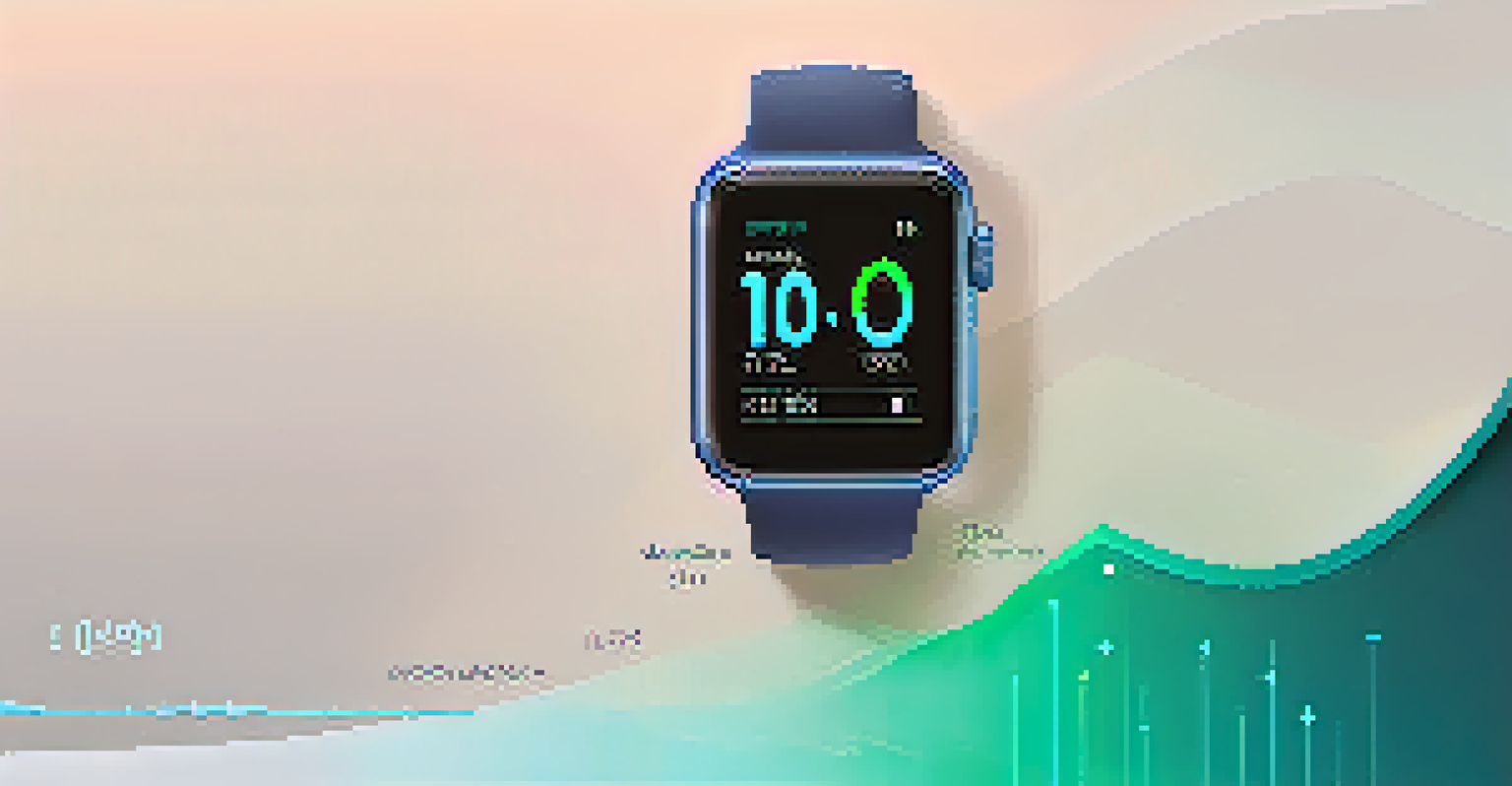 A fitness tracker screen showcasing health metrics against a gradient background.