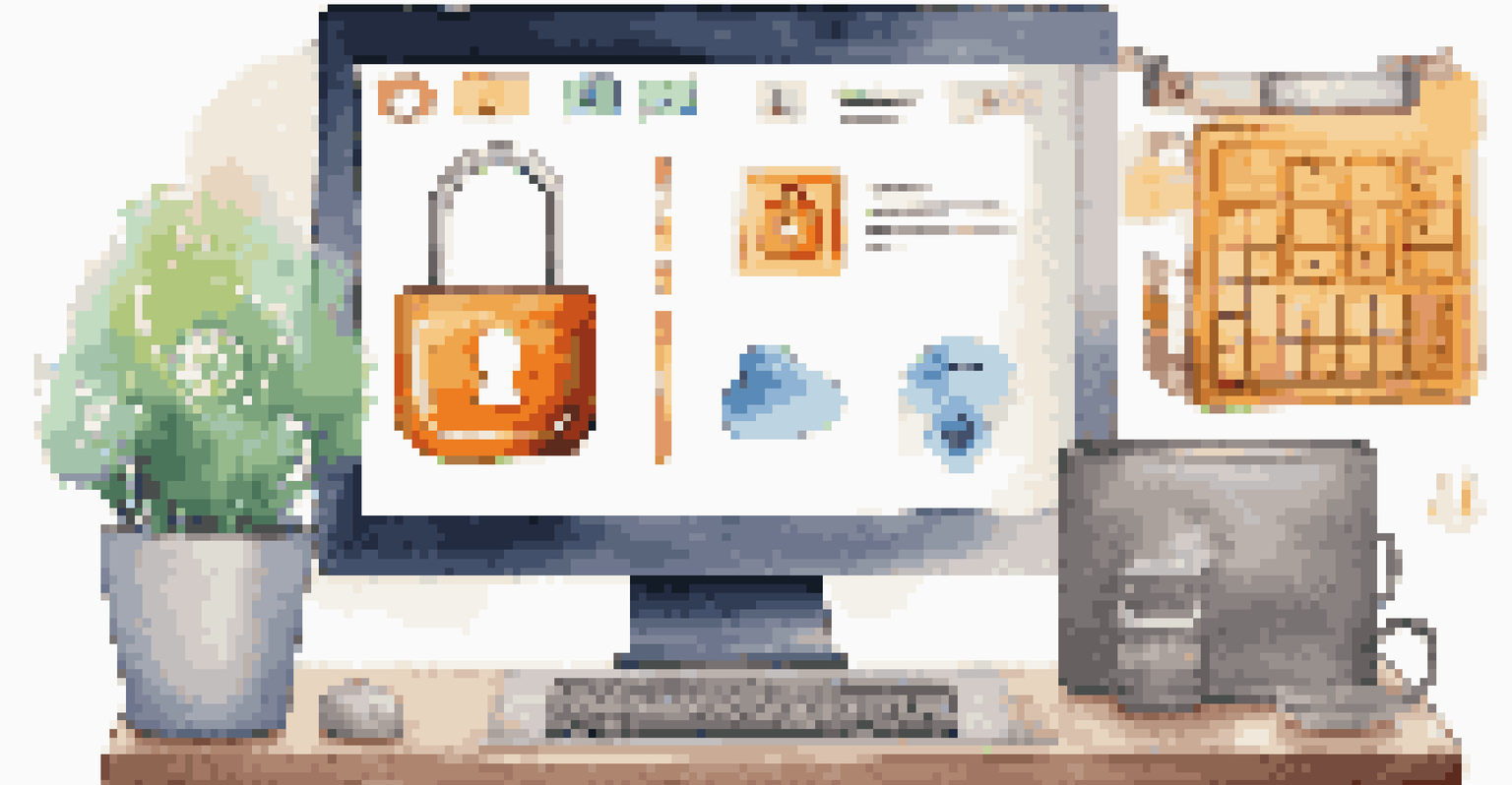 A computer screen displaying a secure payment gateway interface with lock and encryption icons in a modern workspace.