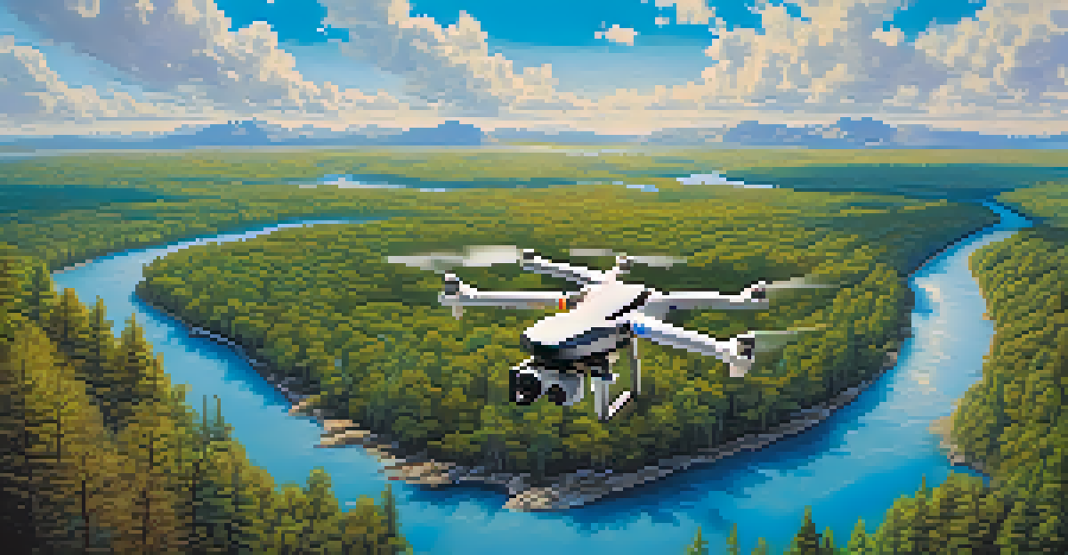 An aerial view of a national park with diverse wildlife and ecosystems captured by a drone.