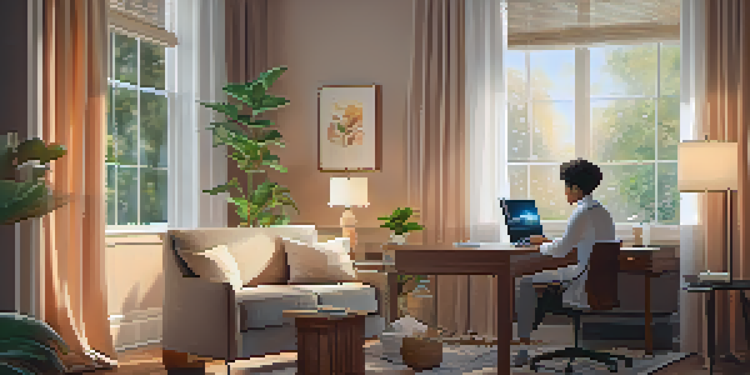 A person sitting in a cozy home office, having a telemedicine consultation on a laptop with a warm, inviting atmosphere.