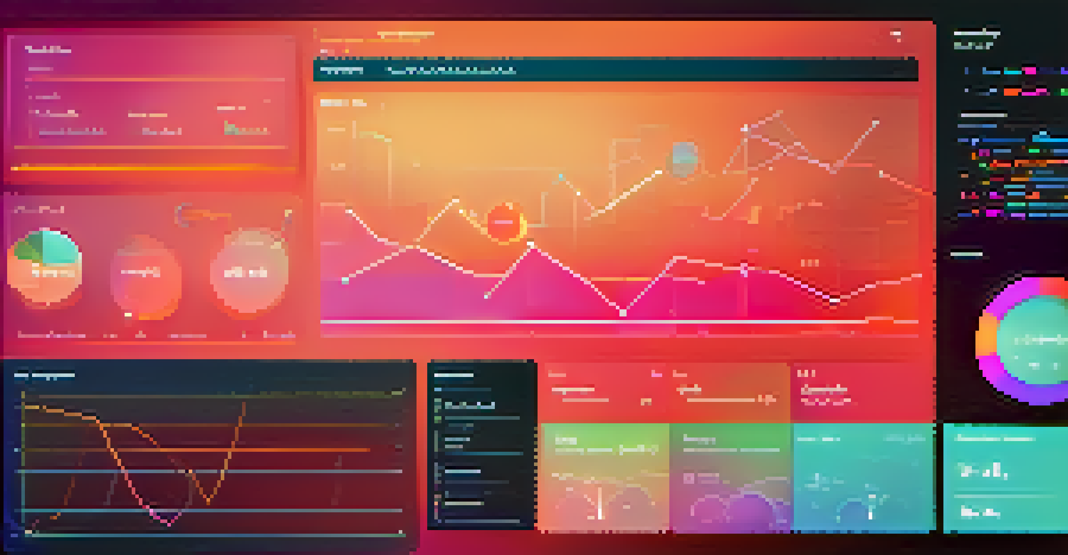 A close-up of a computer screen showing a colorful SaaS application interface with graphs and user metrics, with a hand interacting with it.