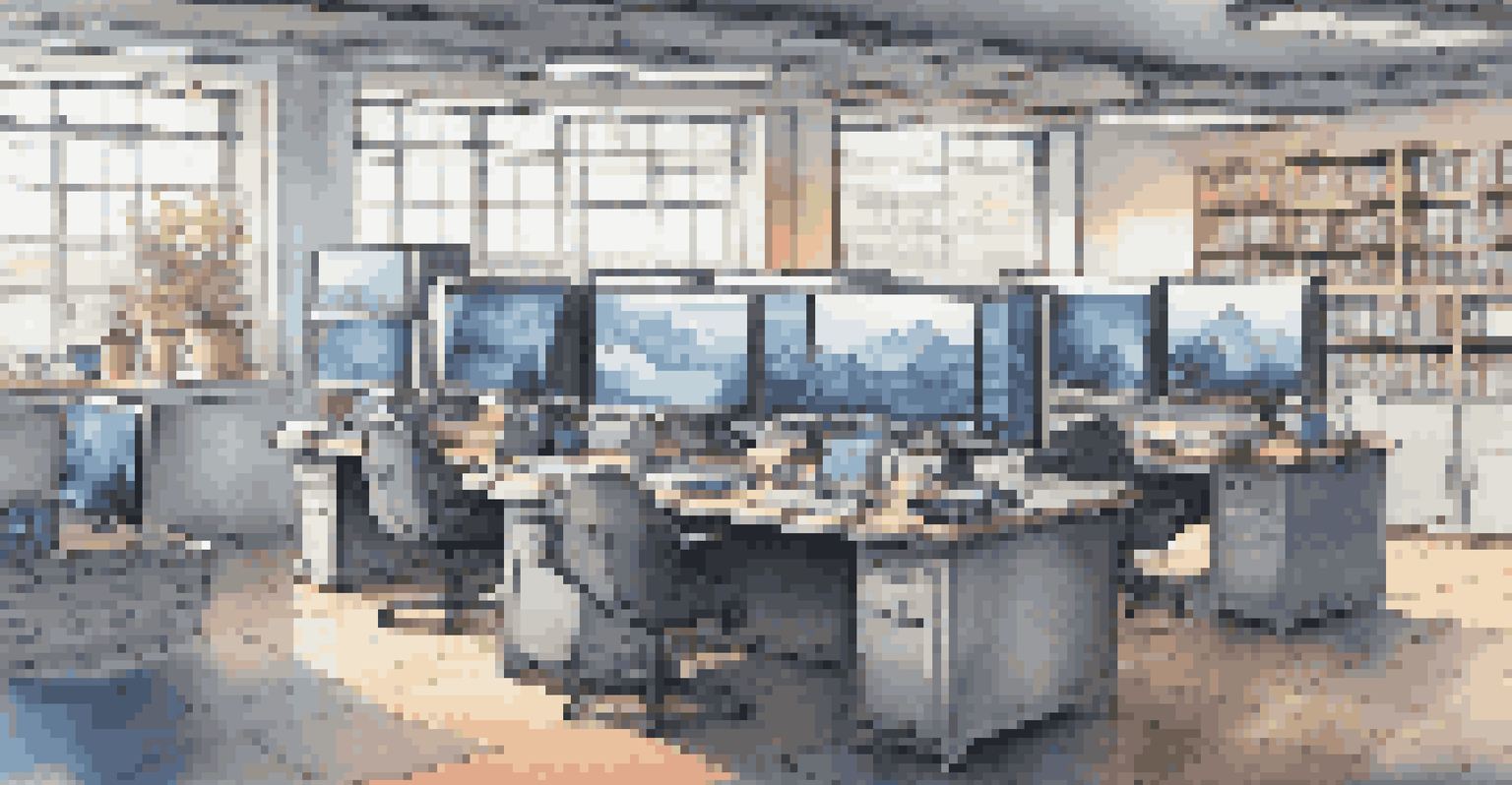 An organized workspace with multiple screens showing different operating systems, illustrating the concept of open source virtualization.