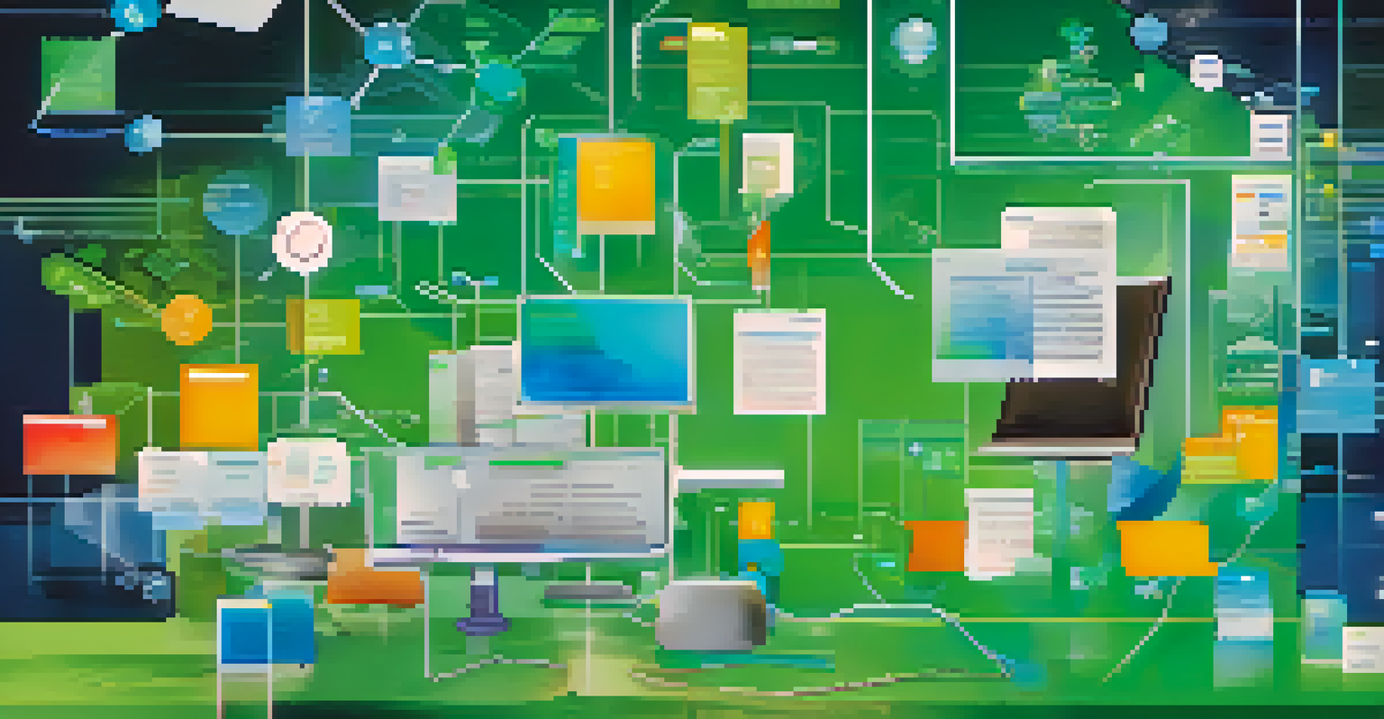 An abstract illustration of data capture, showing colorful icons representing knowledge sources flowing into a central database against a blue and green gradient background.