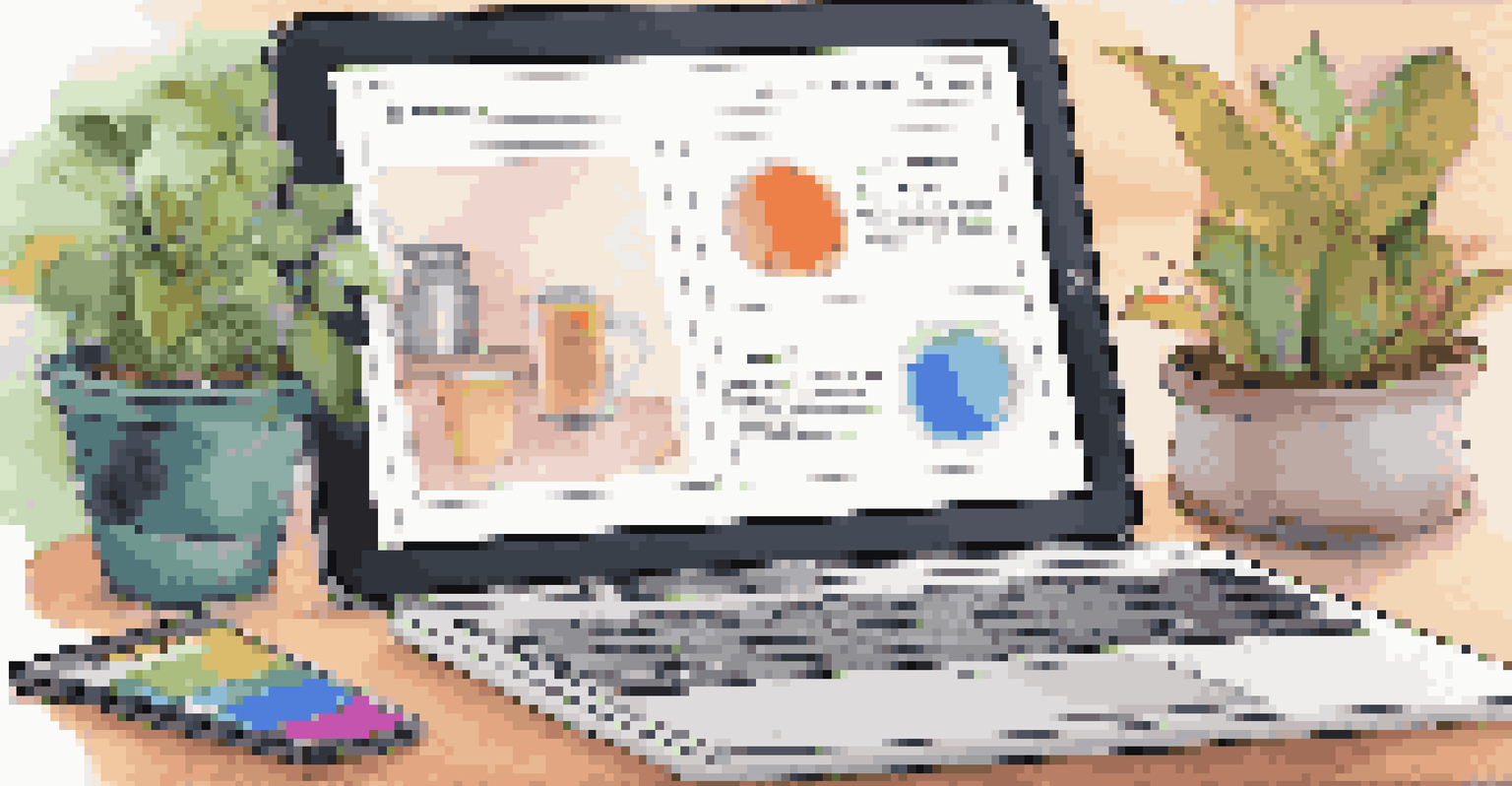 A close-up of a tablet showing a knowledge-sharing platform, set in a cozy workspace with a cup of coffee and a notebook.