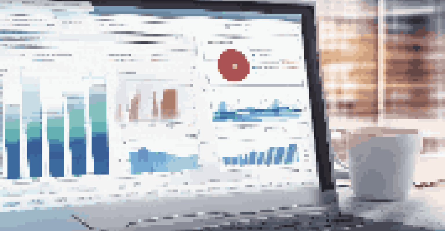 A close-up of a computer screen displaying data management software with graphs and tables.