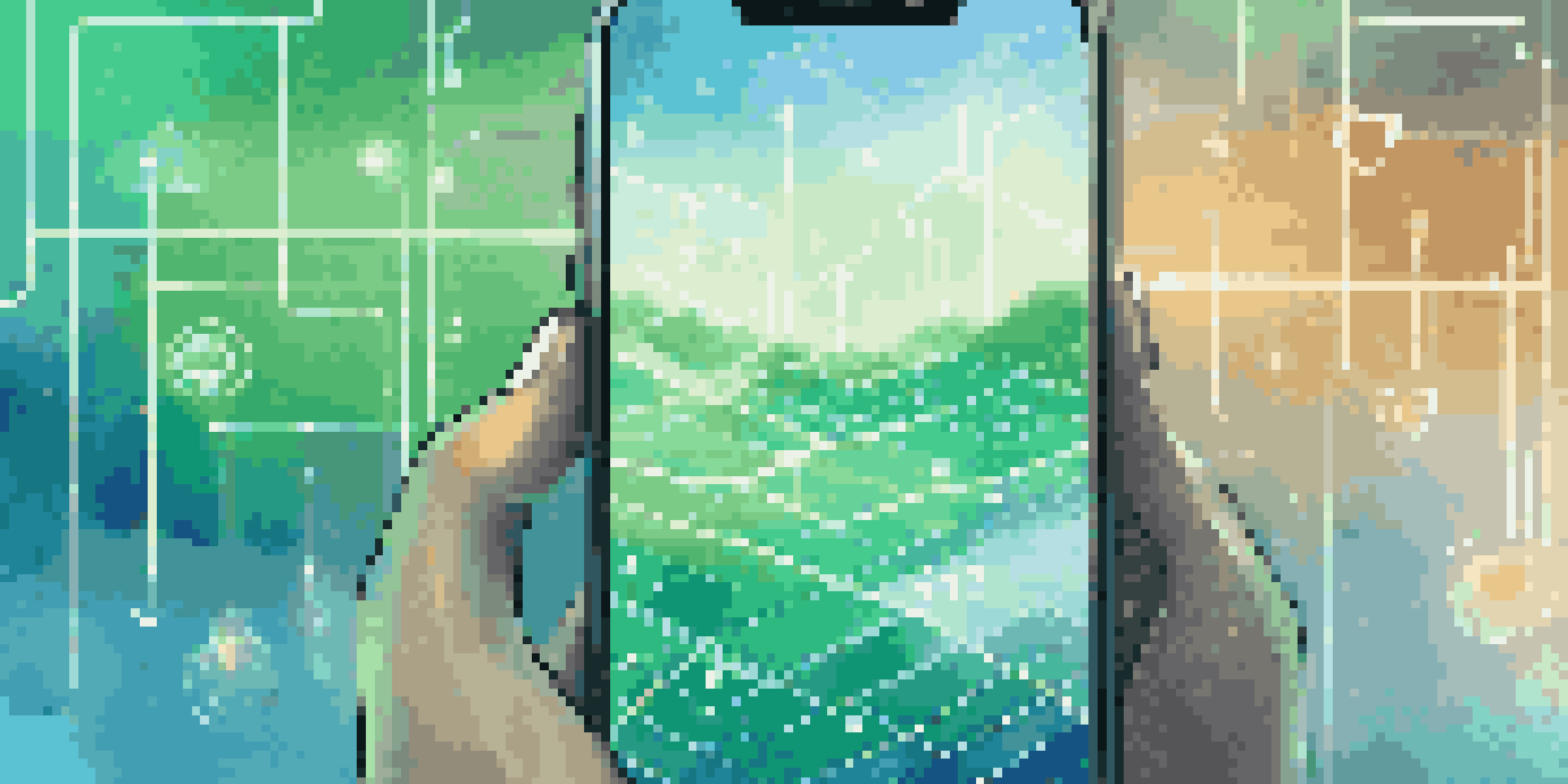 A smartphone displaying user privacy settings with glowing data streams and padlocks in a serene digital landscape.