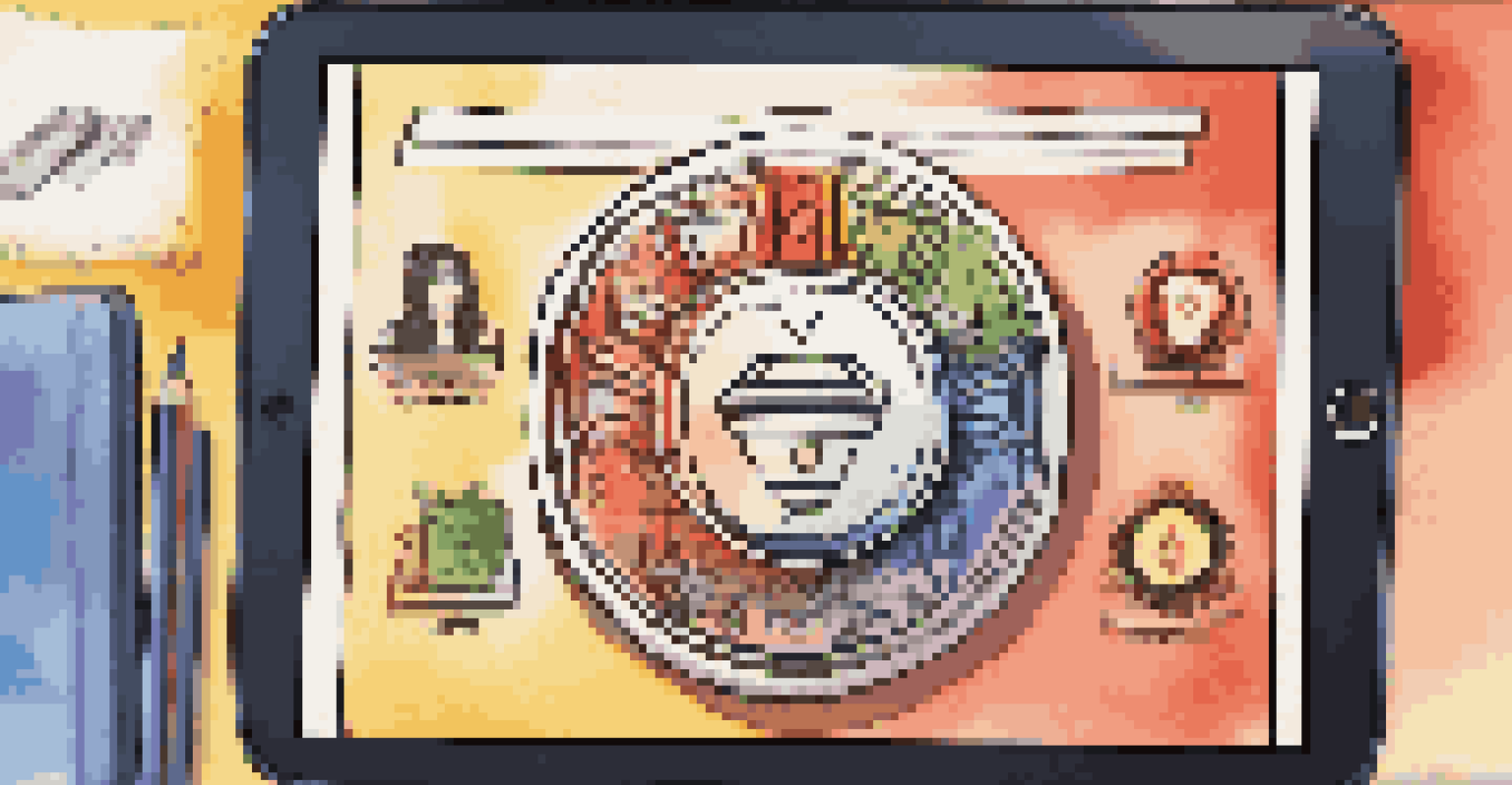 A digital badge displayed on a tablet, representing achievement in a gamified learning environment, with students in the background.