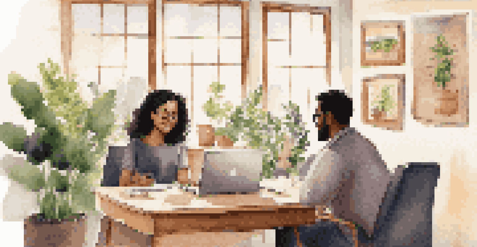 Two colleagues in an office engaged in a mentorship session, with one pointing at a laptop chart while the other listens attentively.