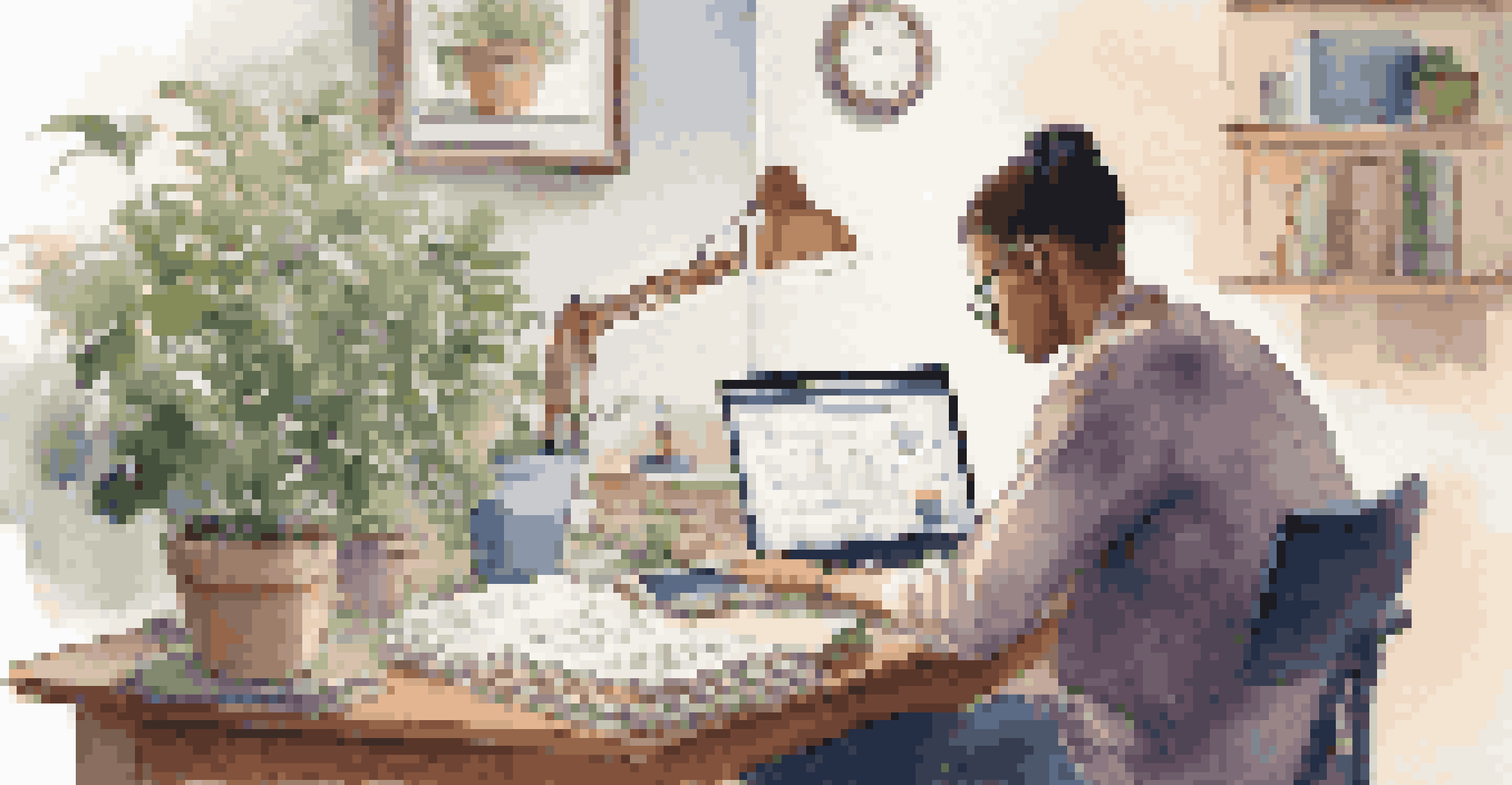 A person studying a content management system guidebook at a desk filled with digital devices and tutorials.