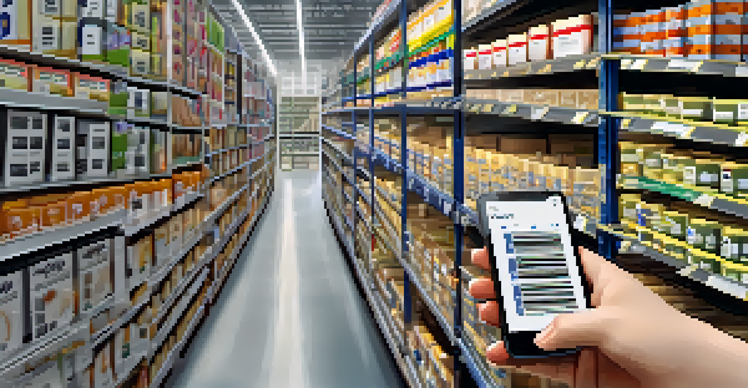 A person scanning barcodes in a well-organized warehouse, highlighting efficient inventory management.