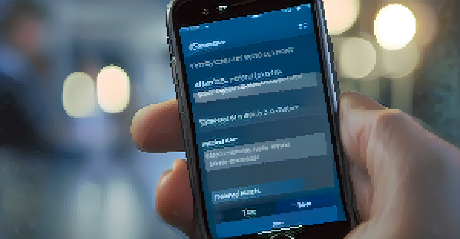 A close-up of a hand with a smartphone showing a suspicious email alert, with a concerned person's face blurred in the background.