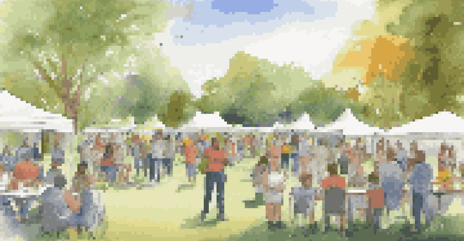 Community event in a park focused on renewable energy, with people at booths and children engaged in activities.