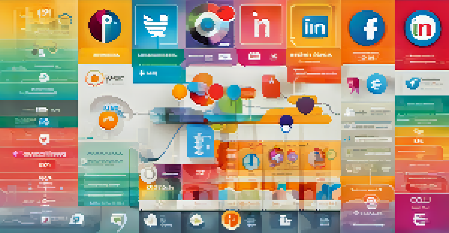 An infographic displaying social media metrics like reach and engagement rates with colorful graphs and icons.