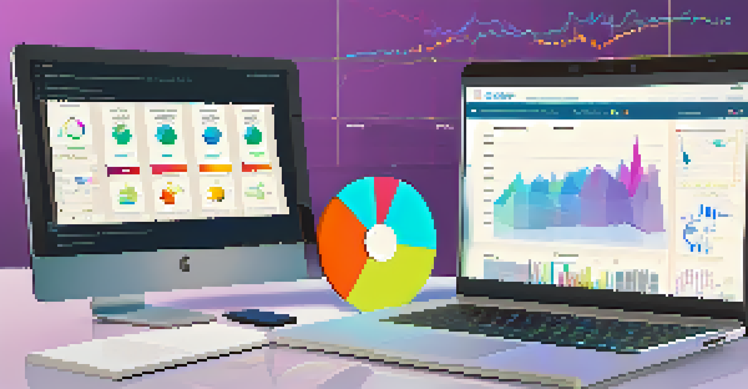 A close-up of a laptop screen showing a SaaS application with data analytics, surrounded by a tidy workspace.