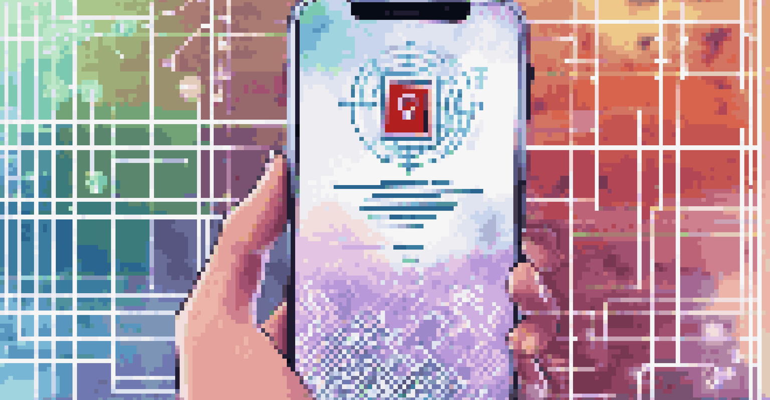 A smartphone displaying a digital passport with a QR code, surrounded by holographic security elements and an abstract blockchain network in the background.
