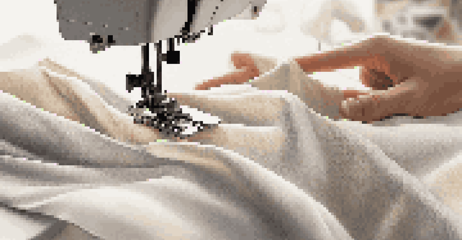 A close-up of soft fabric with magnetic closures, displayed on a mannequin under warm light, with sewing tools in the background.