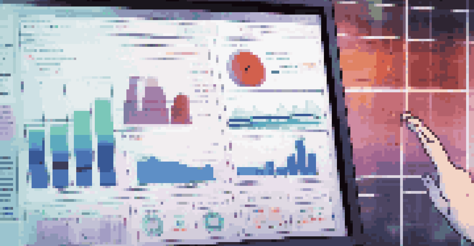A close-up of a computer screen showing an API management dashboard with colorful graphs and metrics, and a hand interacting with the screen, set in a softly blurred office environment.