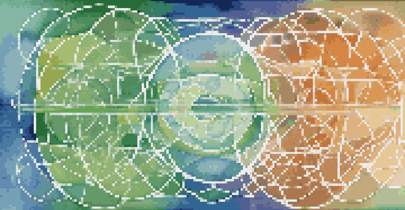 An abstract illustration of microservices architecture with colorful circles connected by lines on a gradient background.