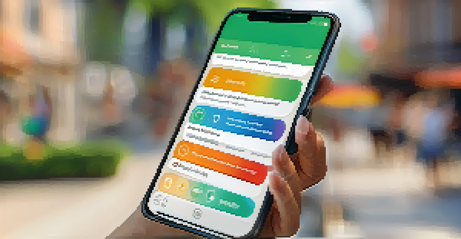 A close-up of a smartphone showing a mobile app interface focused on privacy settings, with a person’s hands interacting with the screen in a vibrant outdoor environment.