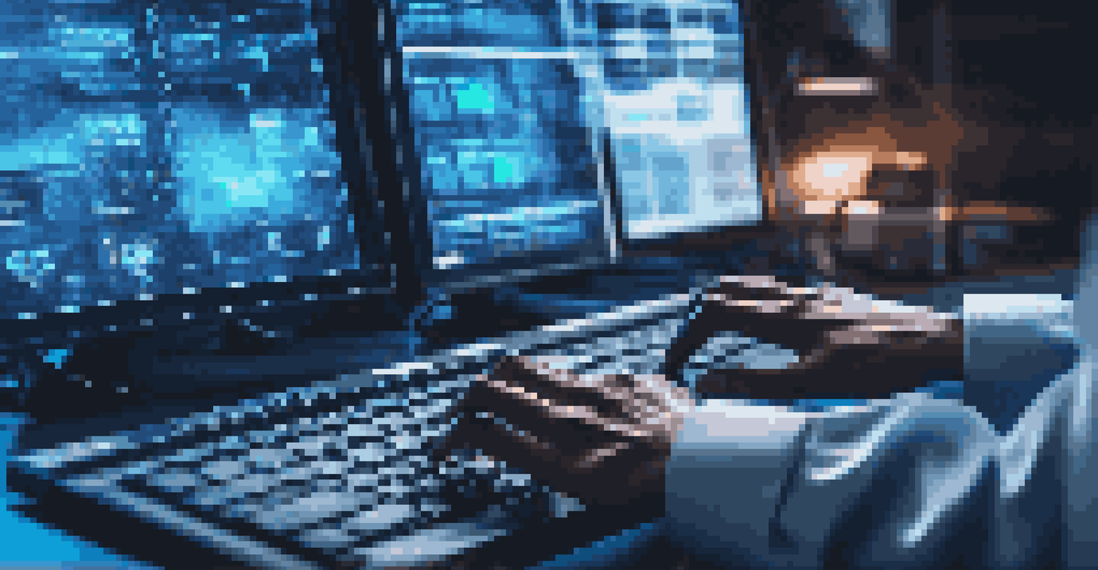 A close-up of a cybersecurity professional's hands typing on a keyboard, with security audit dashboards in the background.