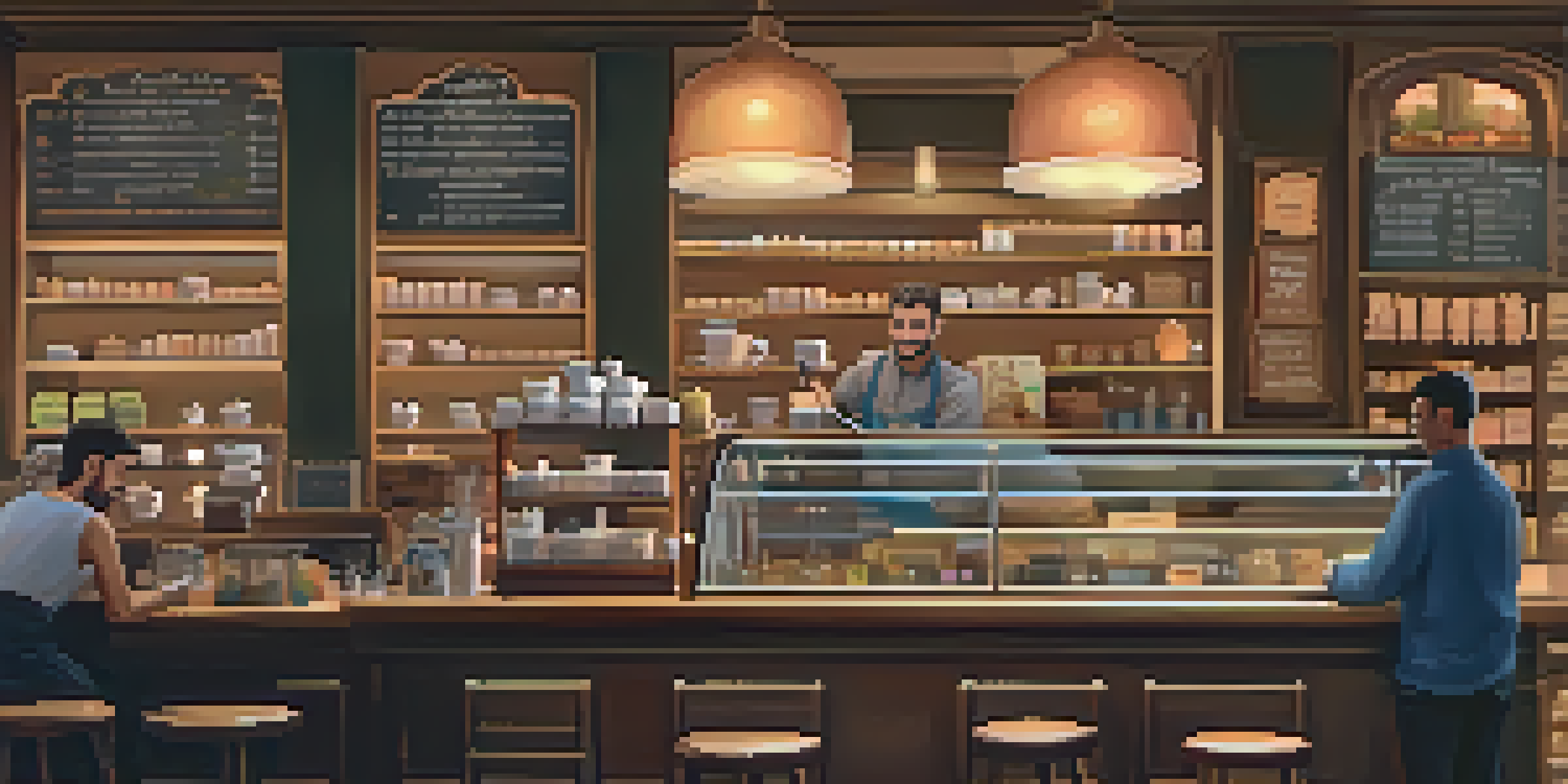 A warm and inviting coffee shop with a friendly barista preparing a personalized coffee order.
