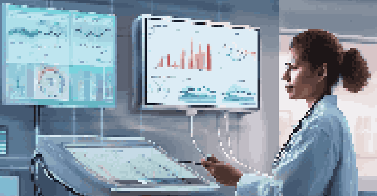 A healthcare professional observing a patient's vital signs on a digital screen in a modern clinic.