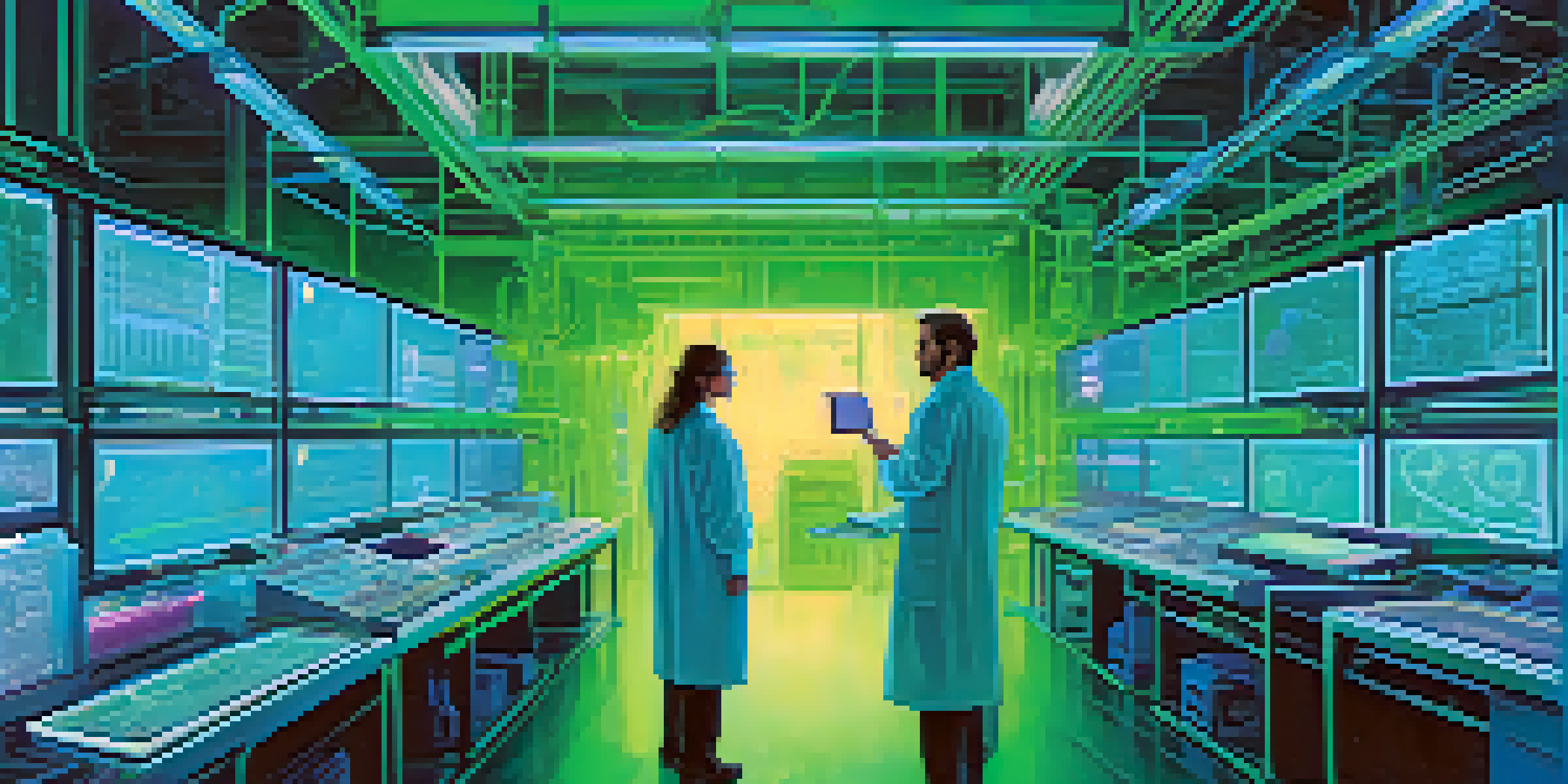 A scientist in a futuristic lab looking at glowing screens displaying quantum entanglement diagrams, surrounded by advanced quantum computing equipment.