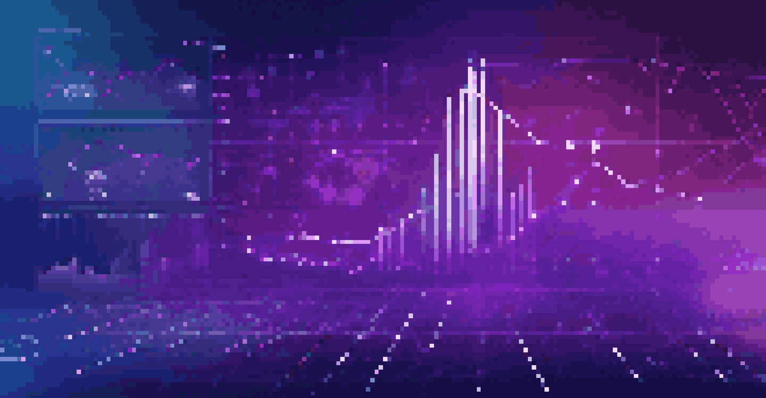 An abstract visualization of data analytics with colorful graphs and charts in a digital space.