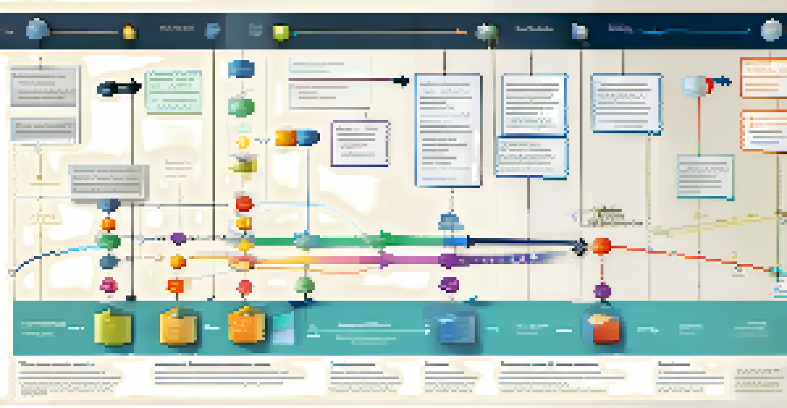 An infographic depicting data lineage with interconnected diagrams and color-coded elements on a clean background.