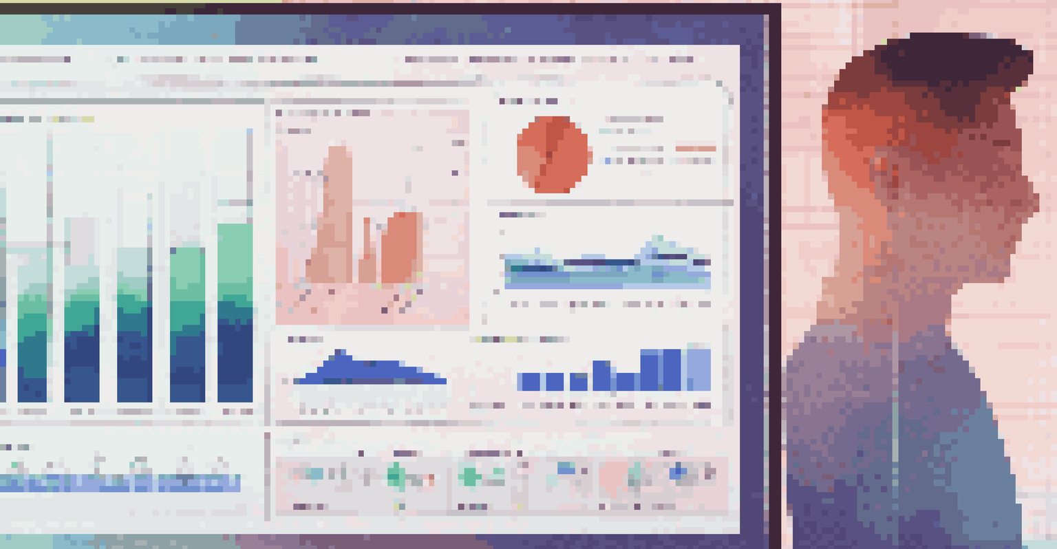 A detailed view of a computer screen showing vibrant data visualizations related to privacy metrics, with a person's reflection visible.