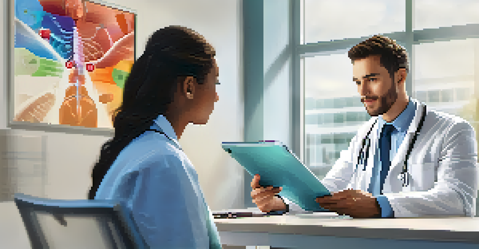 A young male healthcare provider in a white coat conducting a virtual consultation with a patient on a tablet, in a modern medical office.