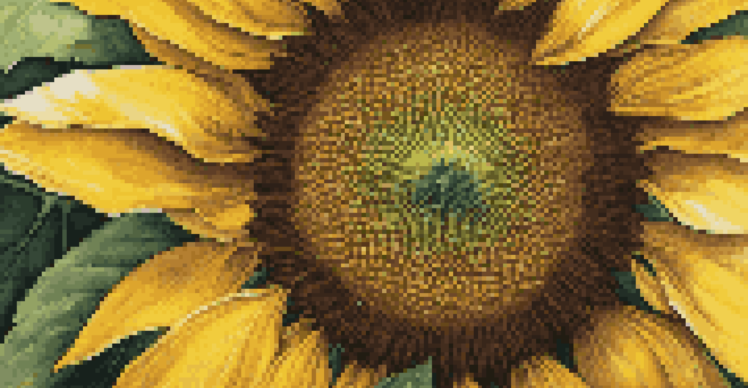 A close-up of a bright sunflower in sunlight, showcasing its petals and center.