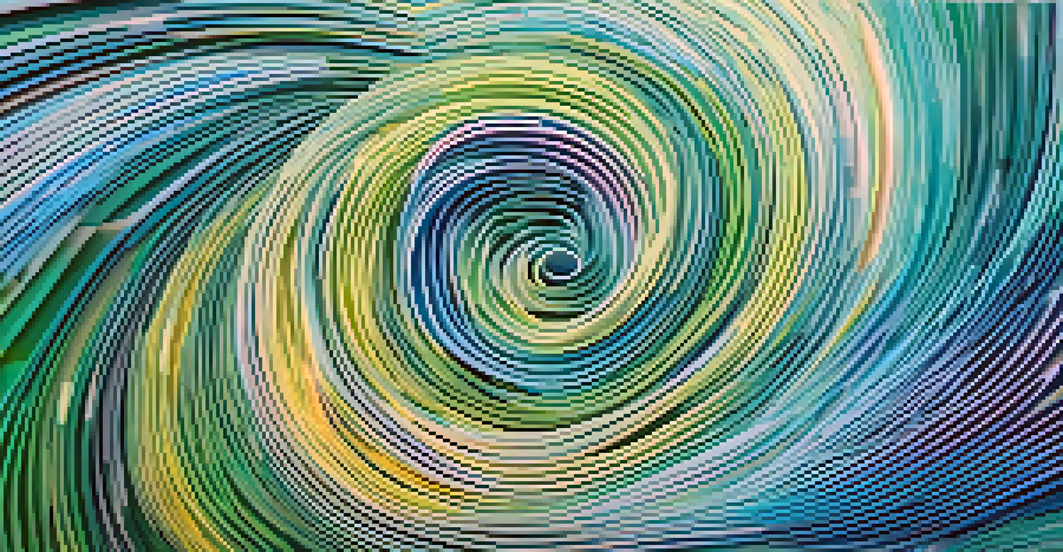An abstract image illustrating data quality in NLP with colorful lines and digital elements on a gradient background.