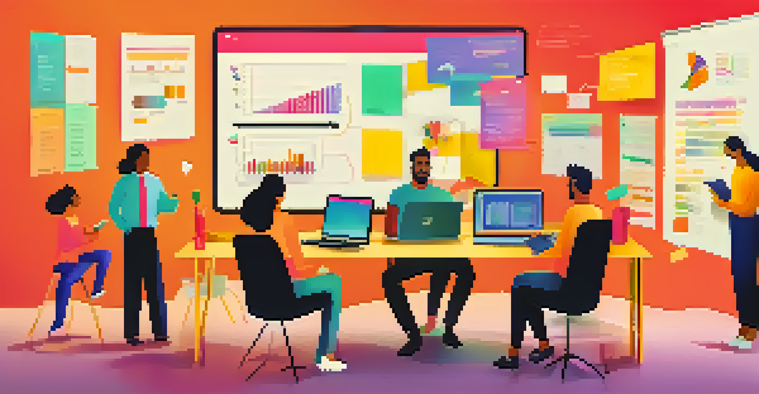 A diverse team of professionals collaborating at a table, using laptops and tablets for discussing SaaS customization strategies.
