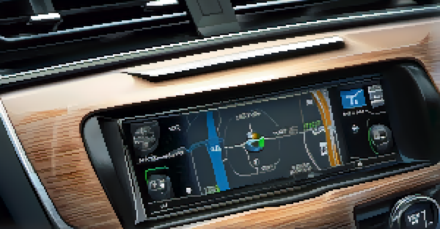 A close-up view of a telematics device in a vehicle, highlighting its technology and features.