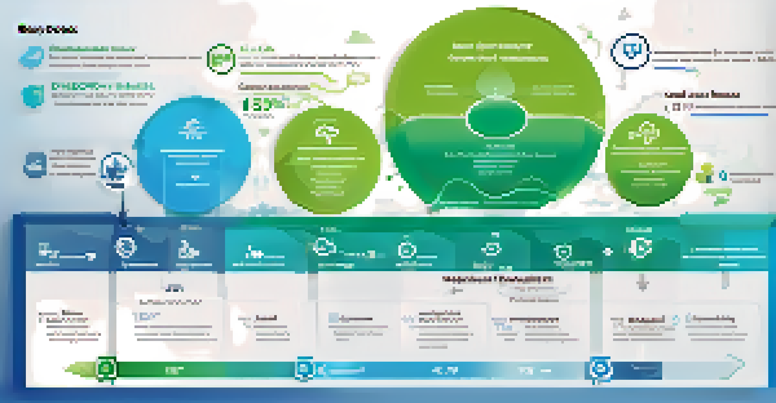 An infographic illustrating key DevOps metrics with icons and a soft blue-green background, designed for clarity and engagement.