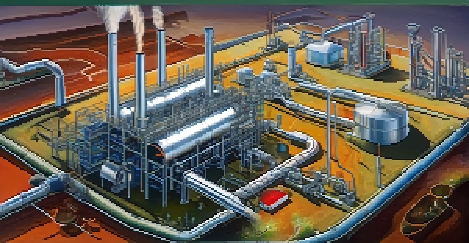 An illustrated diagram of the gasification process, showing waste conversion into syngas with bright colors and labels.