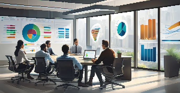 A group of IT professionals in a conference room discussing IT Service Management strategies with laptops and charts visible.